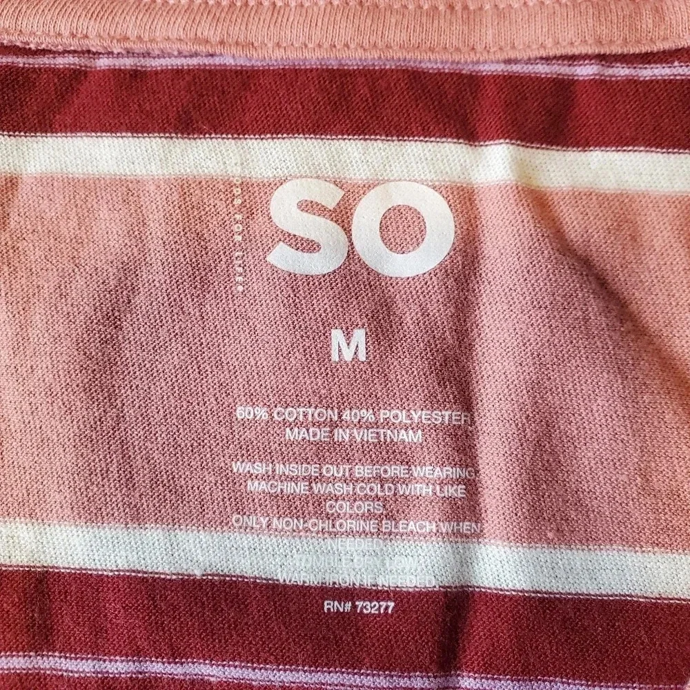 SO | Essential V-Neck Long Sleeve T-Shirt in Pink Stripe sz Various